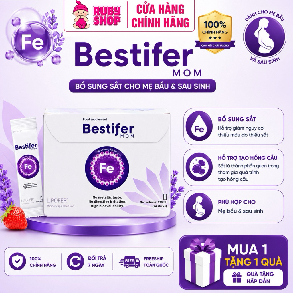 Sắt Bestifer Mom Chính Hãng - Hỗ Trợ Bổ Sung Sắt Cho Phụ Nữ Mang Thai & Sau Sinh