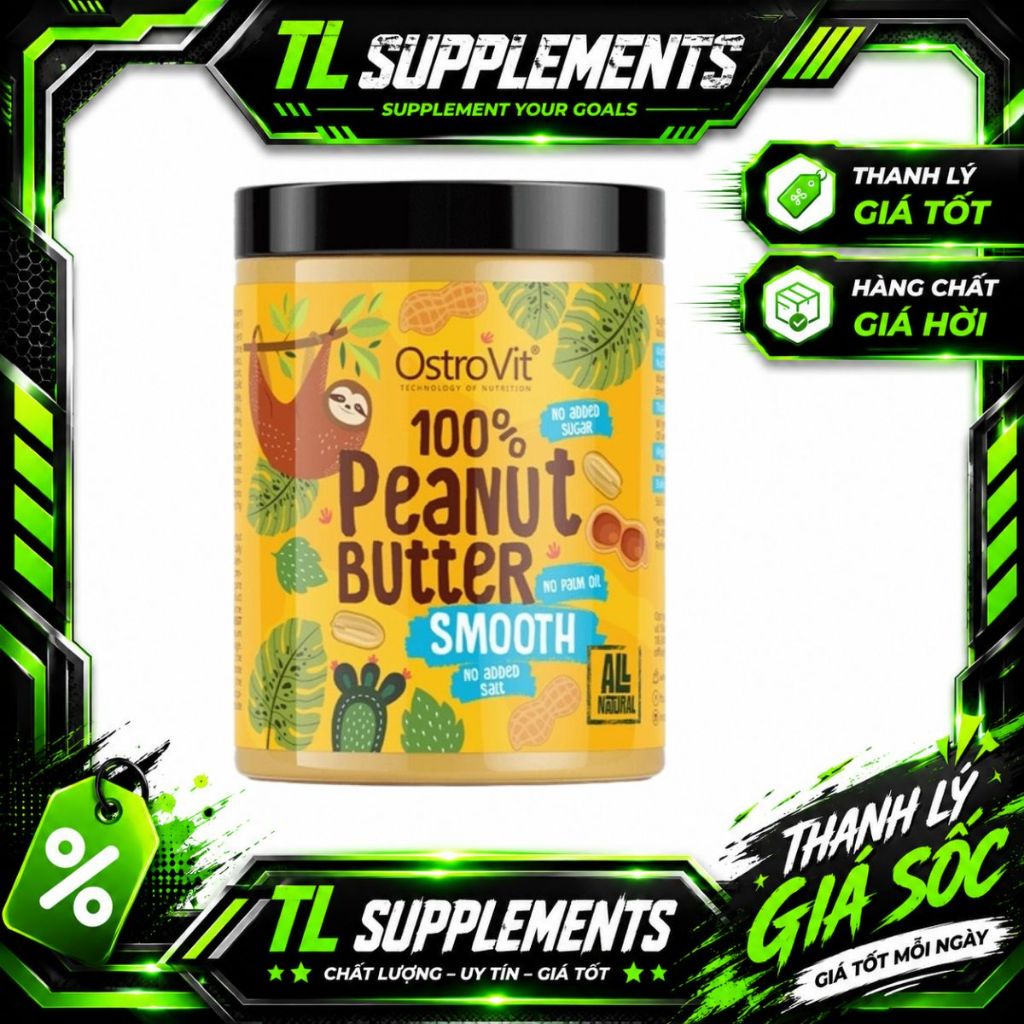 OstroVit Peanut Butter 100% 1kg – Bơ Đậu Phộng Nguyên Chất, Không Thêm Đường