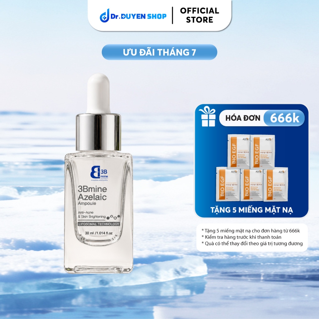 Serum dưỡng sáng da, ngừa mụn Azelaic 3Bmine 30ml