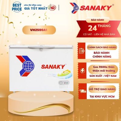 VH-2599A1 Tủ đông Sanaky 250L, 1 ngăn, dàn lạnh đồng, làm lạnh sâu, tiết kiệm điện VH-2599A1