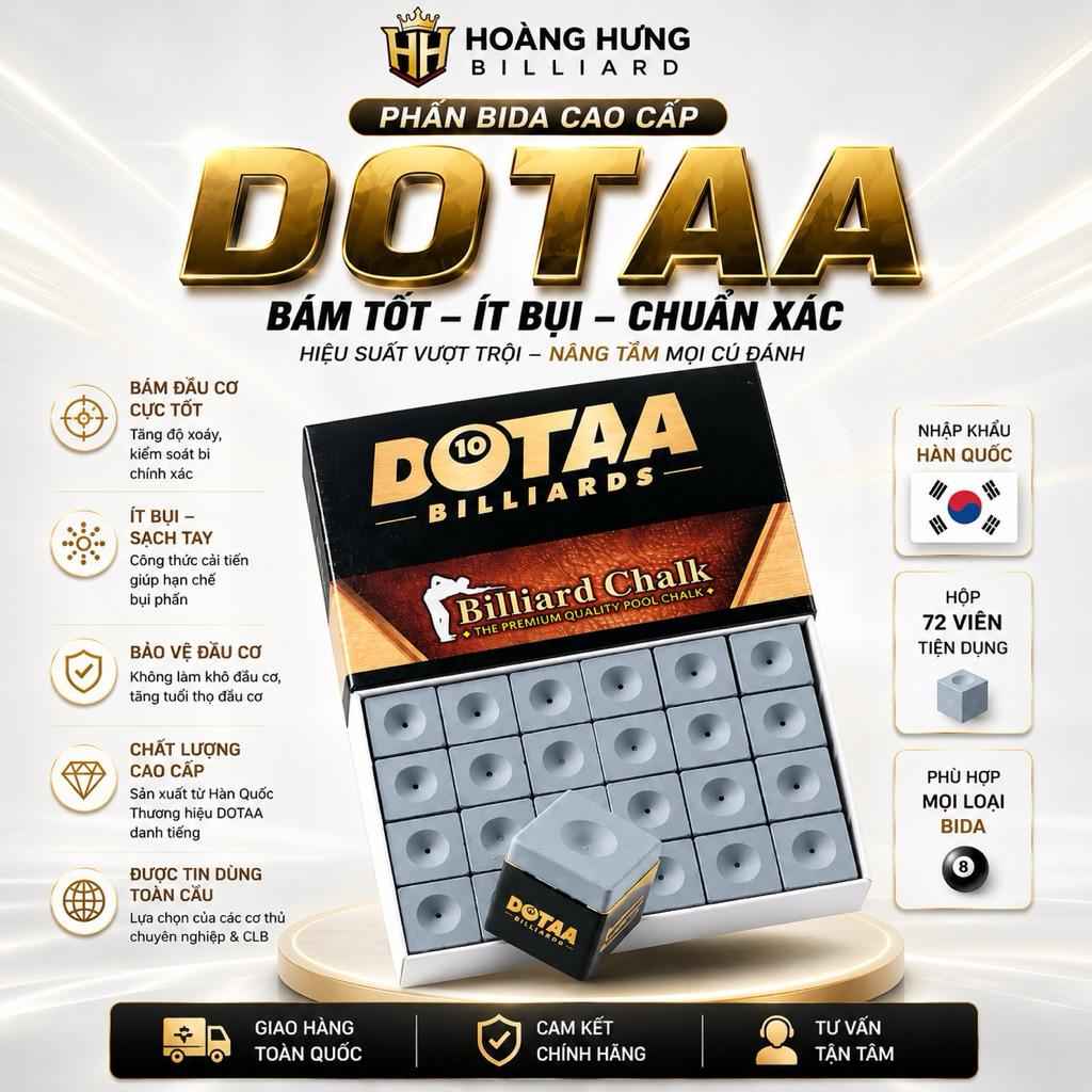 Lơ Bida DOTAA Chính Hãng Hàn Quốc 72 Viên – Bám Tốt, Ít Bụi | Dành Cho CLB & Phòng Bida