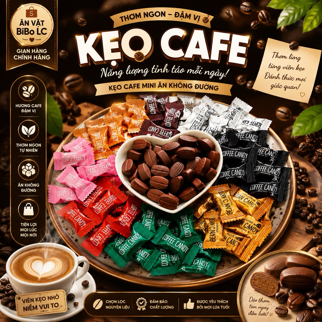 Kẹo cafe candy,Kẹo cafe không đường đài loan cafe ăn kiêng .