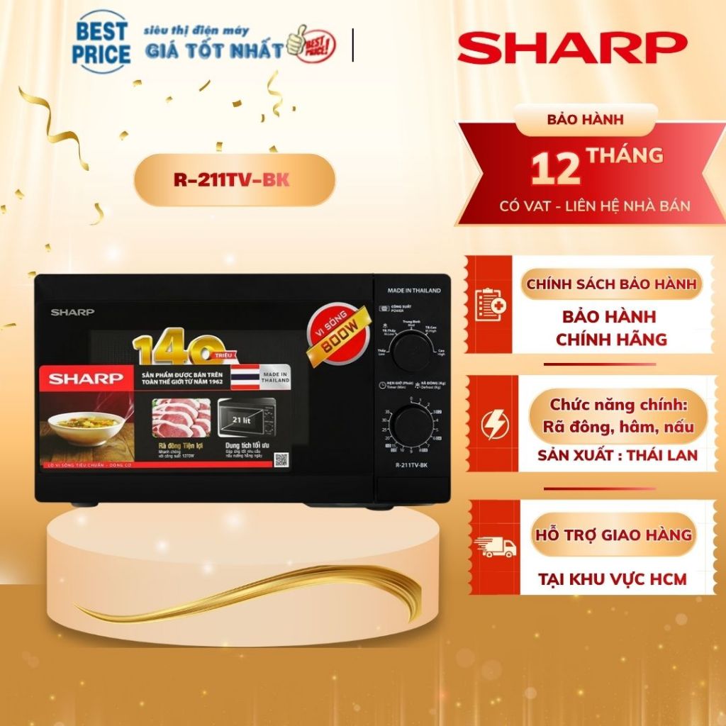 Lò vi sóng Sharp R-211TV-BK 21 lít