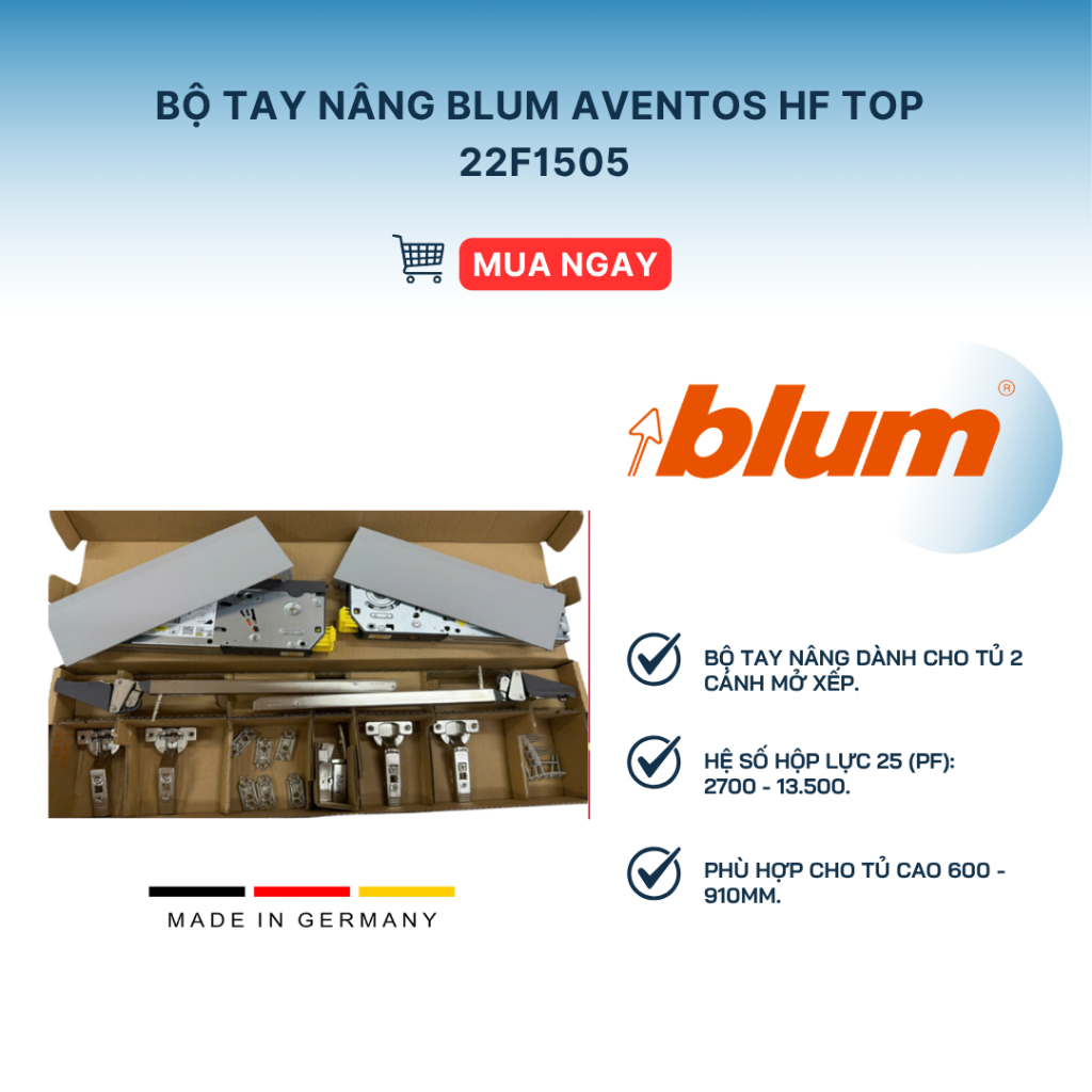 [HỎA TỐC] Bộ Tay Nâng Blum Aventos HF Top 22F1505 Chính Hãng