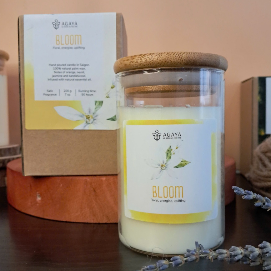 Nến Thơm BLOOM AGAYA – Hoa Cam Nhẹ Nhàng, Nữ Tính – Quà Tặng Cô Giáo,Phụ Nữ