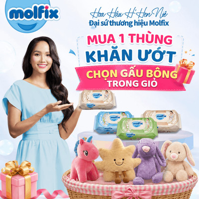[Chọn QUÀ trong giỏ] Thùng 12 gói Khăn ướt Molfix thiên nhiên_tre và bông tự nhiên 100 miếng/gói
