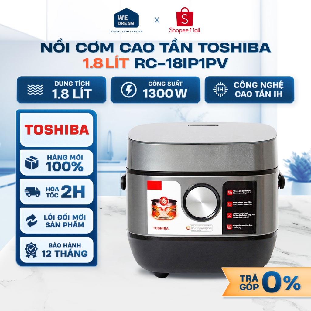 RC-18IP1PV - Nồi Cơm Cao Tần Toshiba 1.8 Lít RC-18IP1PV - Hàng Chính Hãng, Hàng Mới