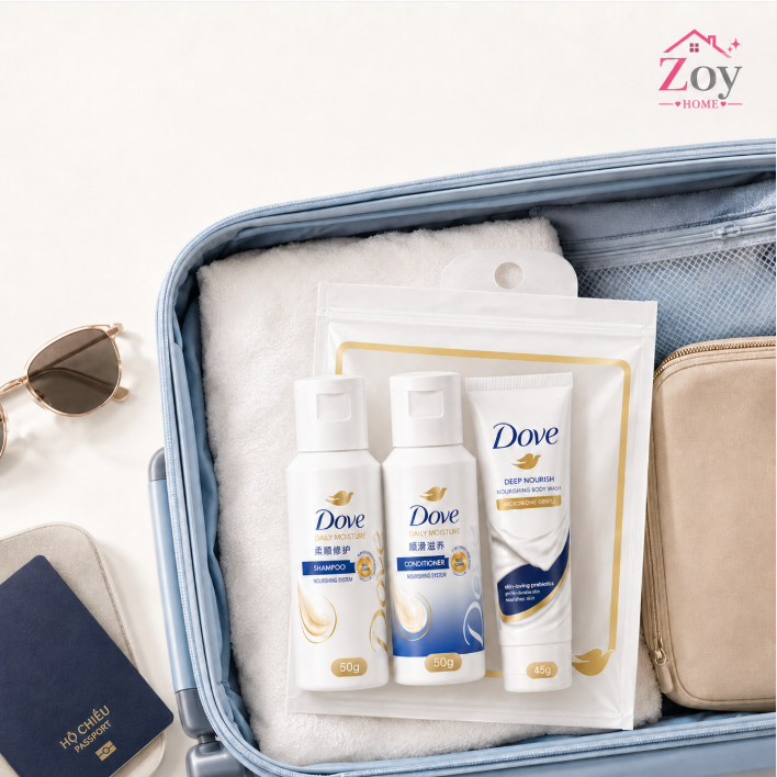 DOVE Bộ 3 Sữa Tắm, Gội, Xả Mini size Du Lịch