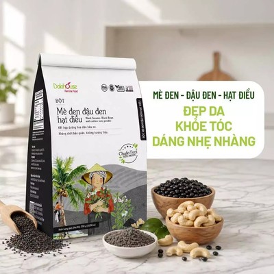 Bột mè đen đậu đen hạt điều Dalahouse có đường/không đường đẹp da khỏe tóc dáng nhẹ nhàng túi 300gr