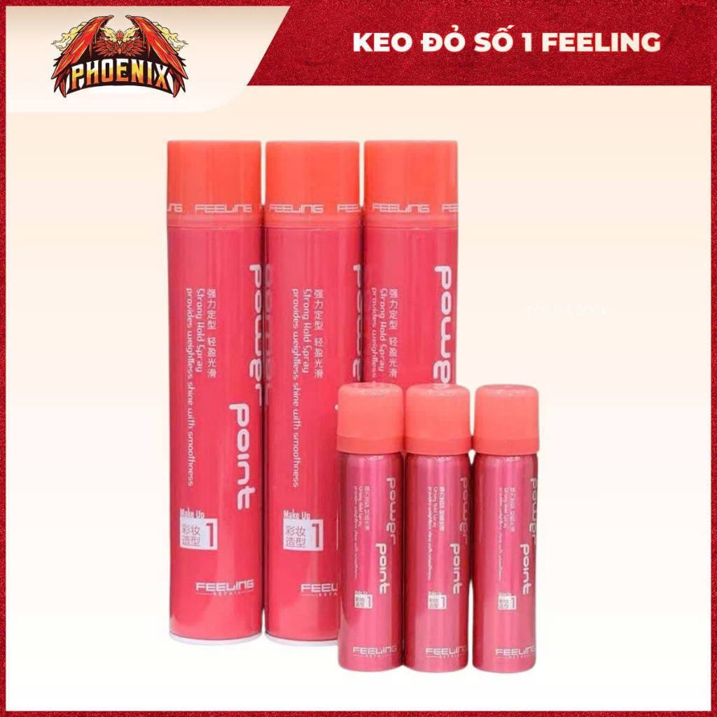 Keo Đỏ Feeling Số 1, Keo Xịt Tóc Nắp Đỏ Power Point 400ml, Keo Nắp Đỏ Mini 80ml, Gôm Xịt Giữ Nếp Tóc