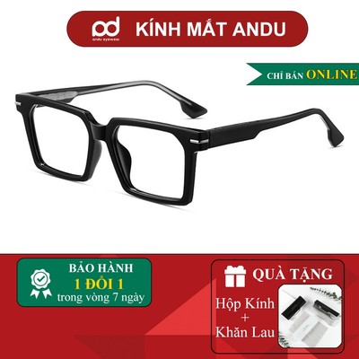 Gọng kính thời trang nam nữ ANDU chất liệu nhựa cốt kim loại dáng vuông retro cá tính 8668