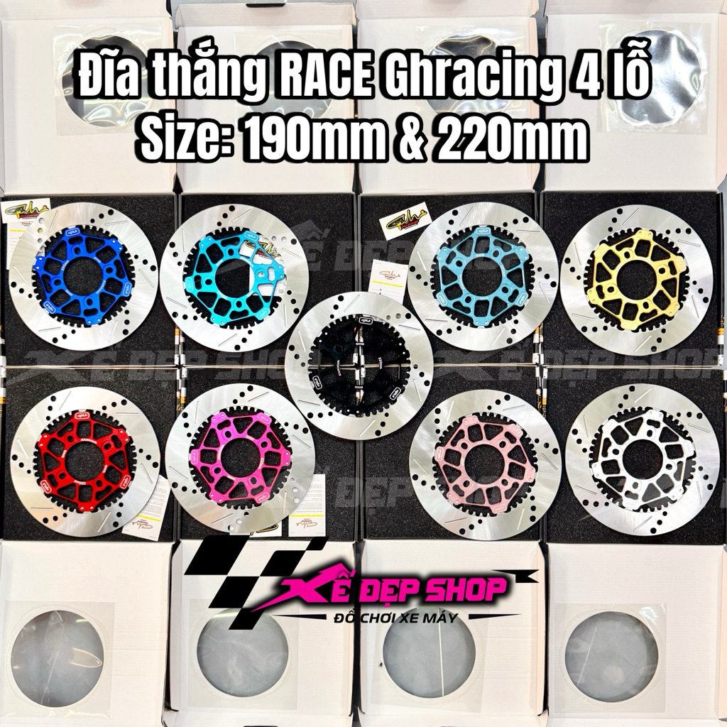 Đĩa thắng Ghracing RACE size 220mm 190mm gắn Vario125 vario150 Click Wave Future - 4 lỗ thông dụng
