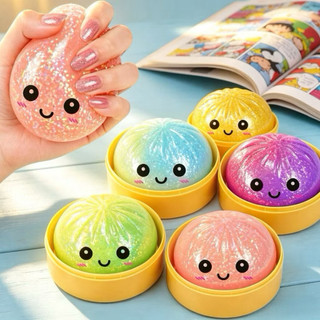 bánh bao squishy dạ quang giảm stress 5,5cm- tặng lật đật mini ( màu ngẫu nhiên)