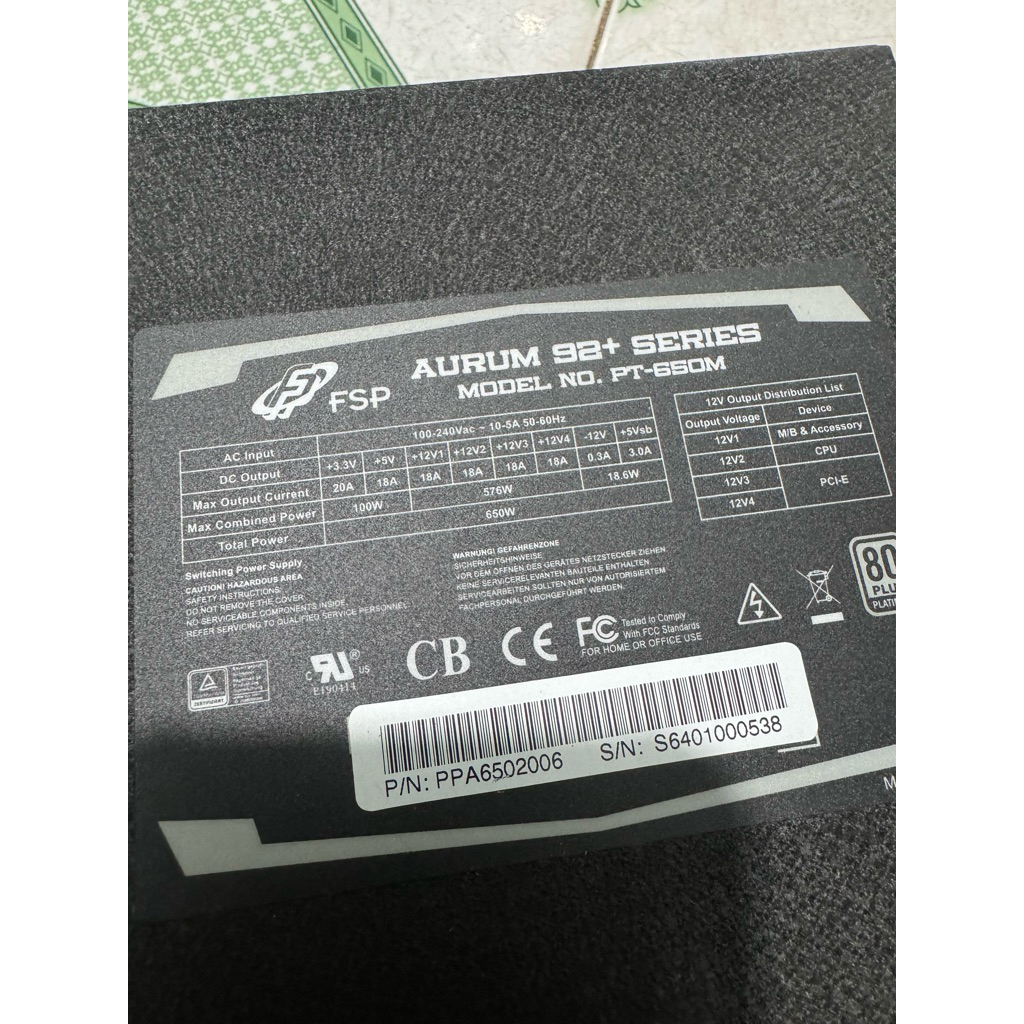 nguồn fsp 650w 80 plus đẹp chay tốt