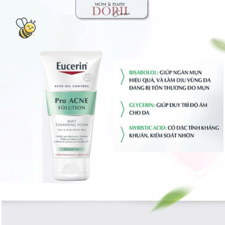 Eucerin Sữa rửa mặt tạo bọt cho da nhờn mụn ProAcne Cleansing Foam 50g
