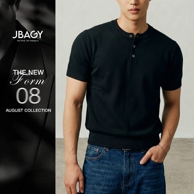 Áo thun nam dệt kim tay ngắn Henley cao cấp JBAGY - JT2601