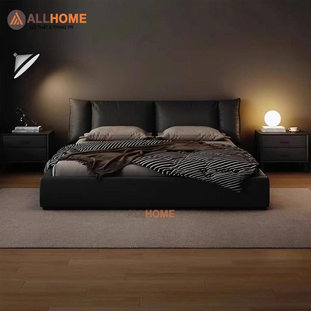 Giường Ngủ Bọc Da Mã GA26 ALLHOME Hàng Cao Cấp Phong Cách Hiện Đại Châu Âu, Có Đủ Size