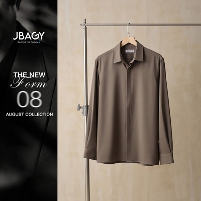 Áo sơ mi nam dài tay Nâu Vintage giấu khuy form rộng tinh tế JBAGY - JS0101