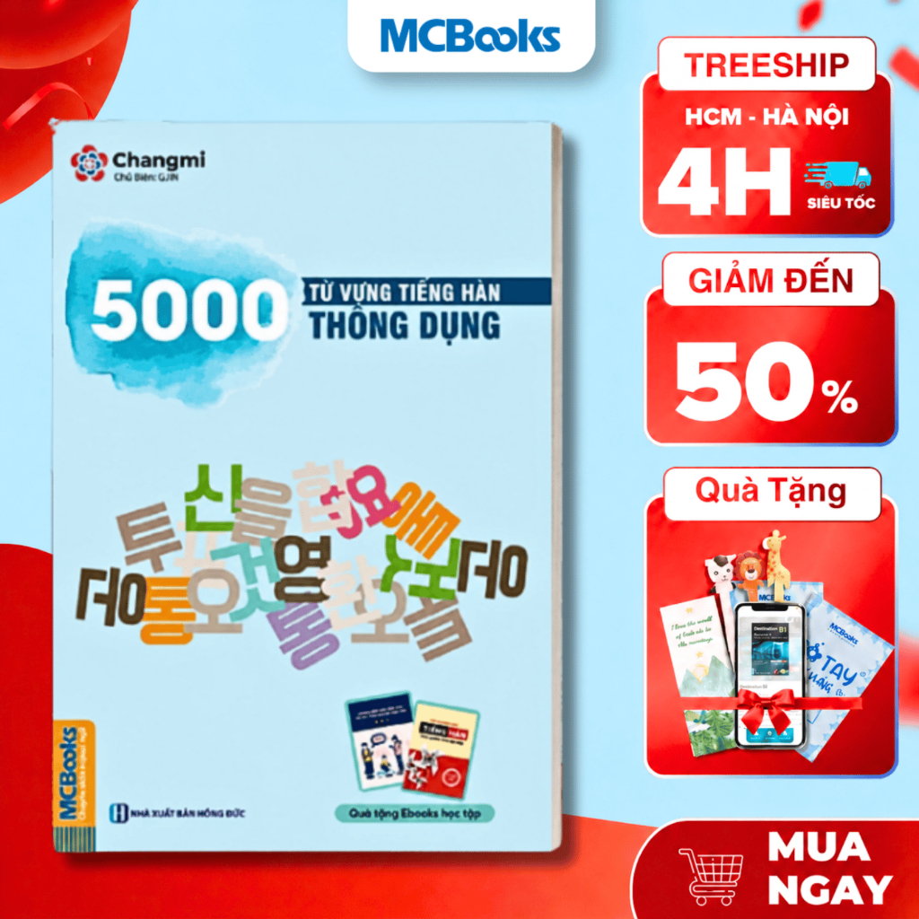 Sách - 5000 Từ Vựng Tiếng Hàn Thông Dụng - MCBooks Online