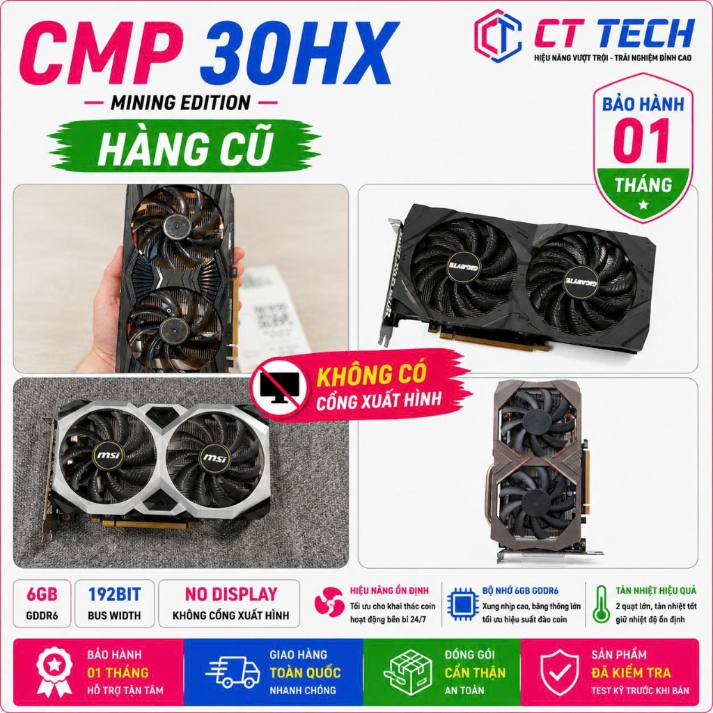 Card Màn Hình CMP 30HX 6G CÁC HÃNG ( CÓ GIGA MSI ZOTAC CLF )