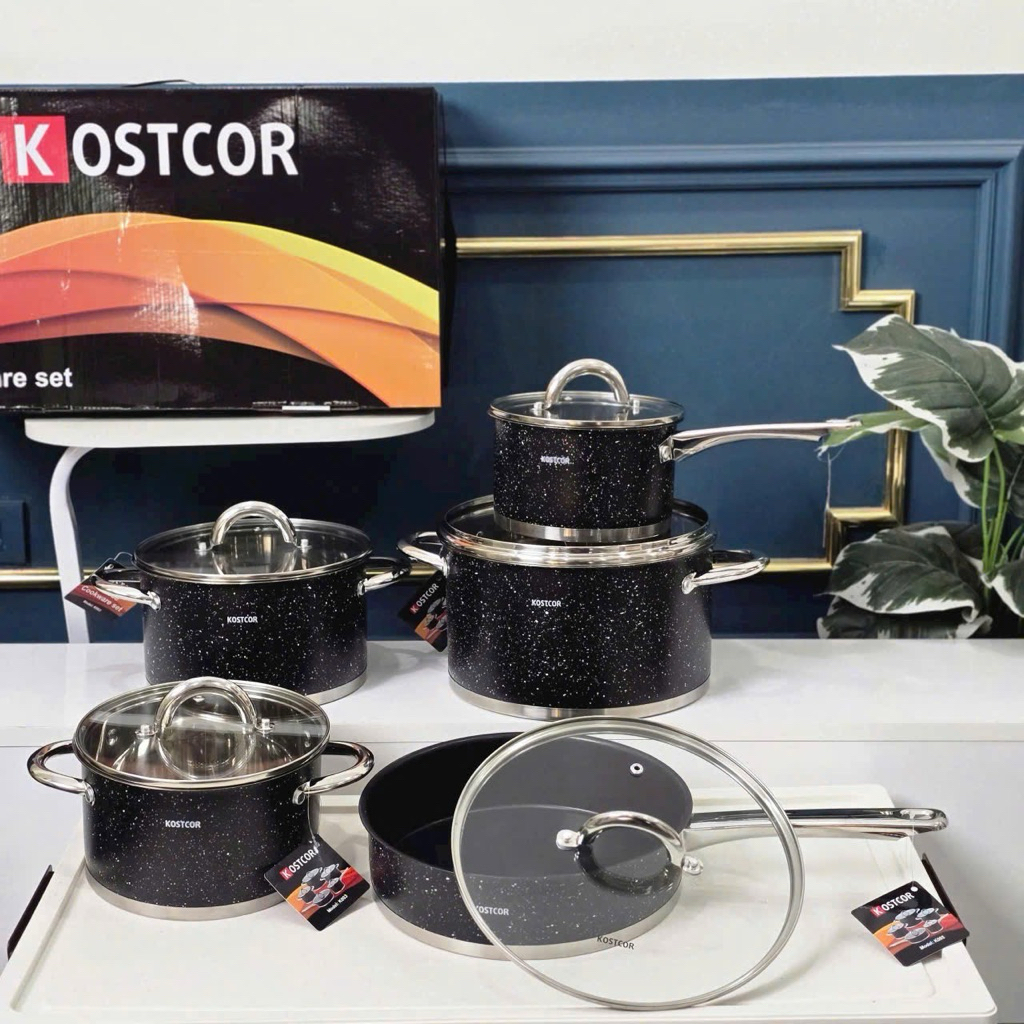BỘ NỒI 9 ĐÁY TỪ KOSTCOR ĐỨC 5 MÓN- Bộ nồi inox Hàng loại 1 CAO CẤP CHÍNH HÃNG giá tốt.