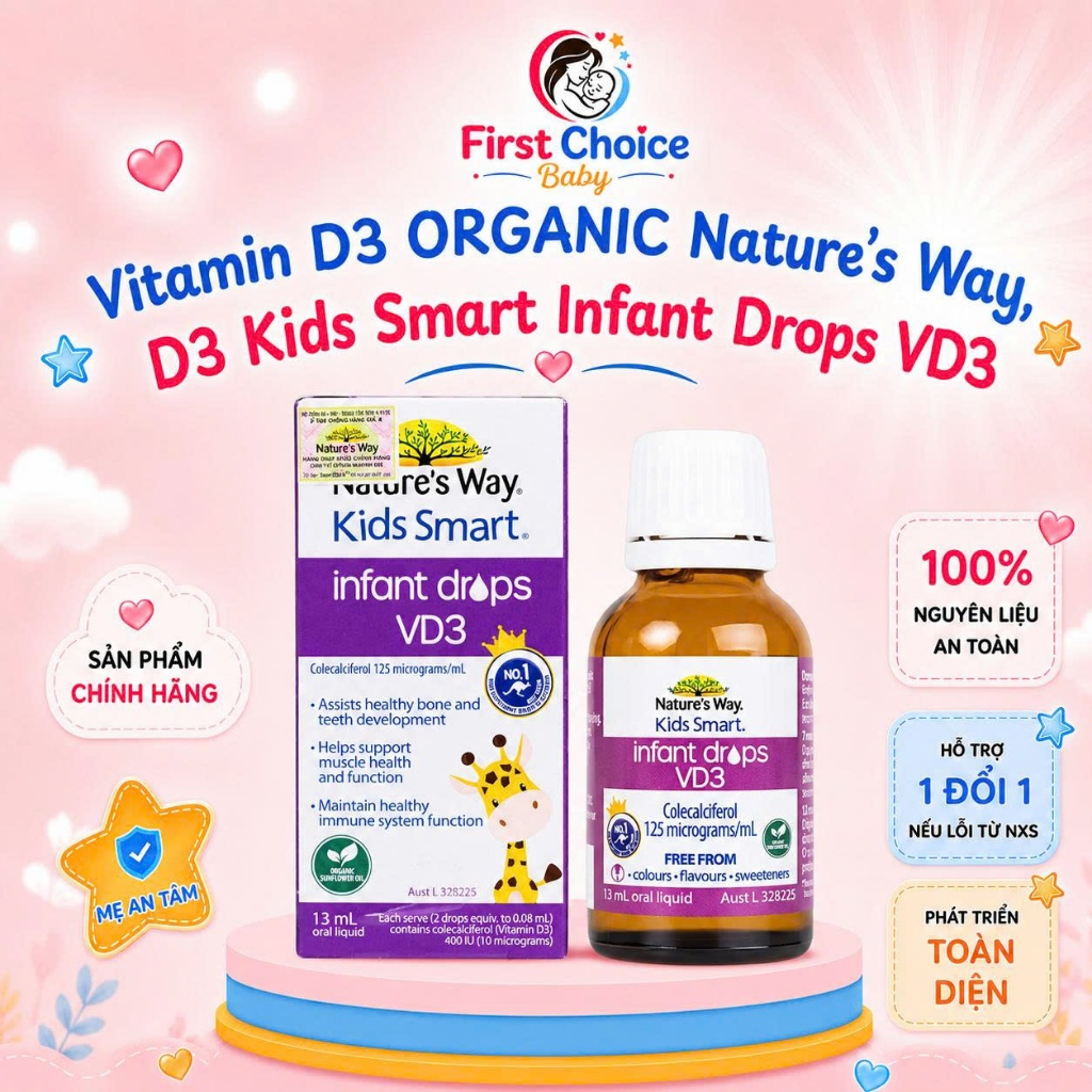 Vitamin D3 ORGANIC Nature’s Way, D3 Kids Smart Infant Drops VD3 - Hộp 13ml