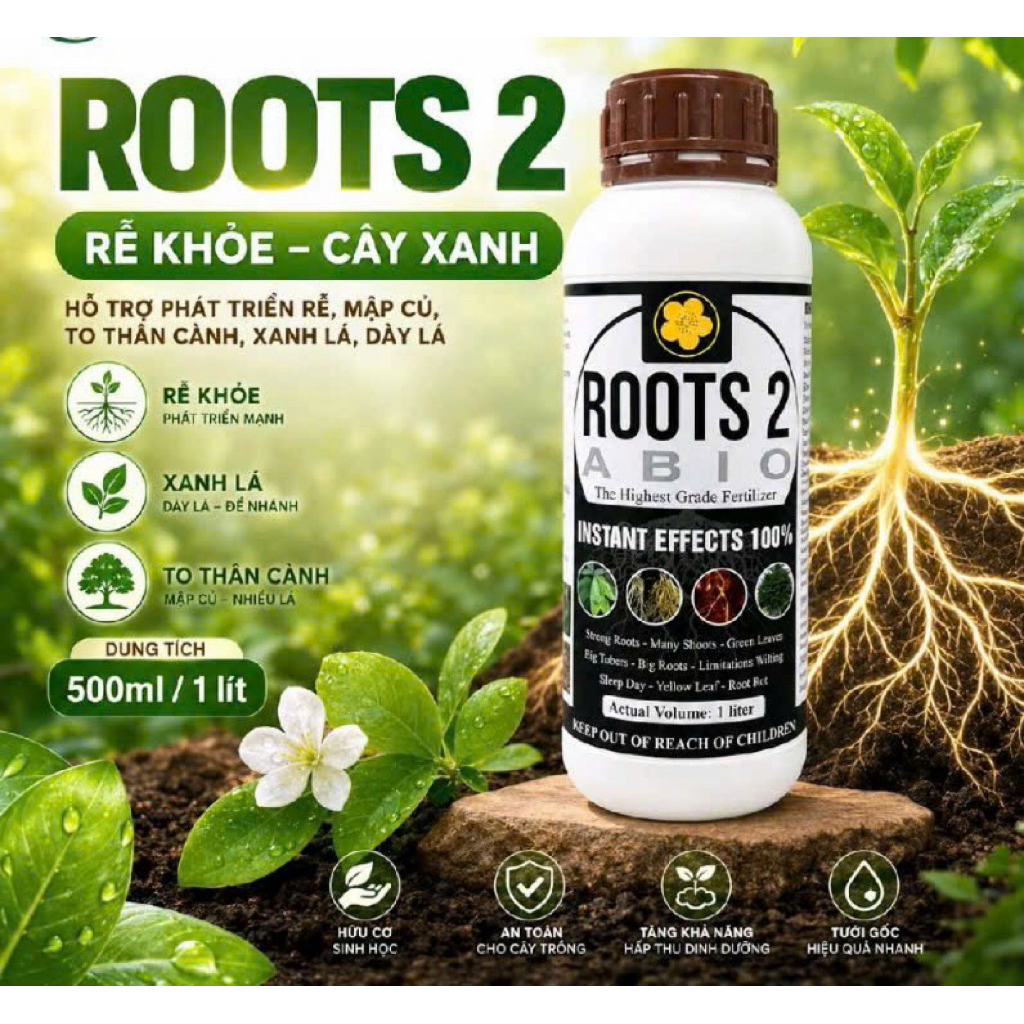 ROOT 2 Hữu Cơ Humic kích rễ 500ml -Hỗ Trợ Khỏe Rễ, To Rễ, To Thân Cành