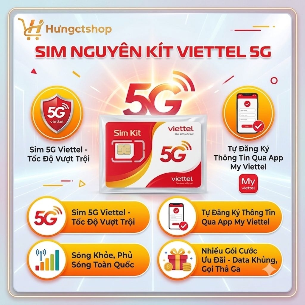 Sim 4G/5G Viettel nguyên kít gói Tomato đăng ký thông tin chính chủ qua App