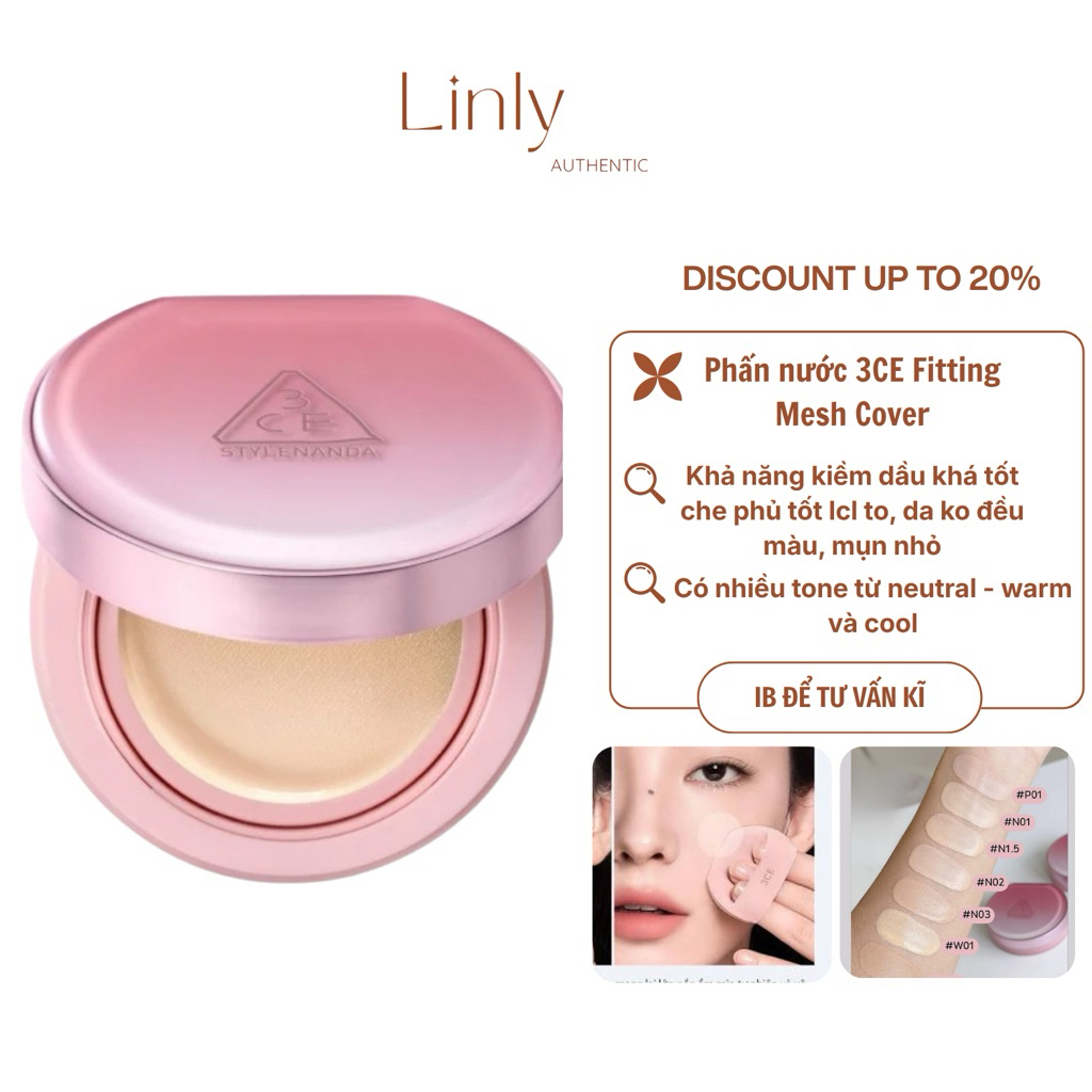(CTY) Phấn Nước 3CE Fitting Mesh Cover Cushion 3CE