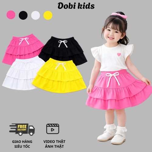 Chân Váy Bé Gái Quần Váy Cho Bé 2 Tầng 10-40kg Có Quần Bảo Hộ Thun Cotton Mềm Mát Co Giãn Tốt CV230