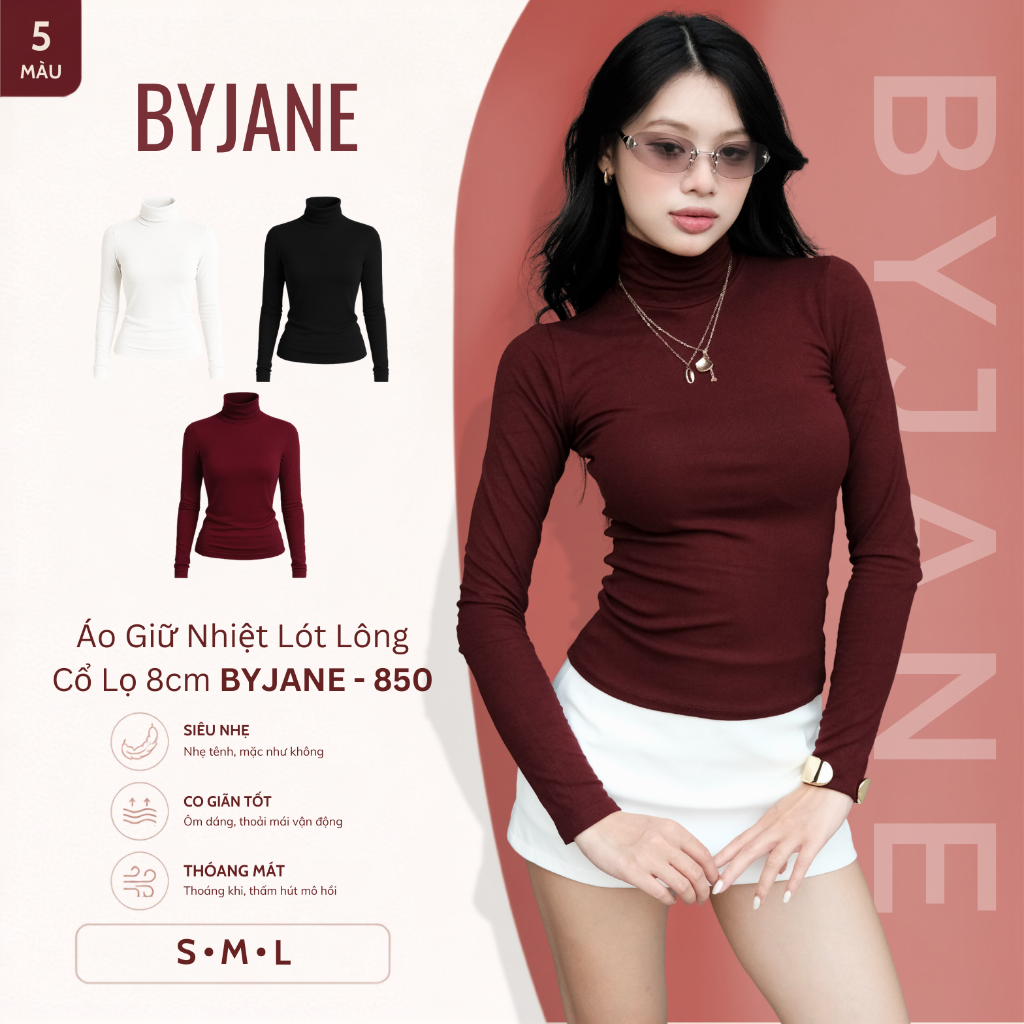(XẢ KHO - LÓT LÔNG) Áo Thun Nữ Cổ Lọ 8p LÓT LÔNG Dài Tay Ôm Body Lót Lông Giữ Nhiệt BYJANE - 750