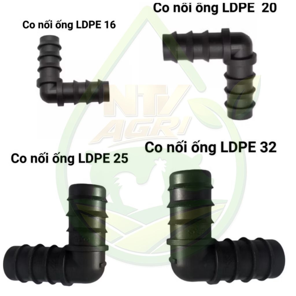 (Giá 10 cái) Co nối ống LDPE 16, Co nối ống LDPE 20, Co nối ống LDPE 25, Co nối ống LDPE 32