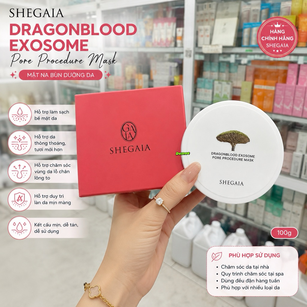 SHEGAIA Dragonblood Exosome Pore Procedure Mask 150g – Mặt Nạ Đất Sét Huyết Rồng Exosome Chăm Sóc Lỗ