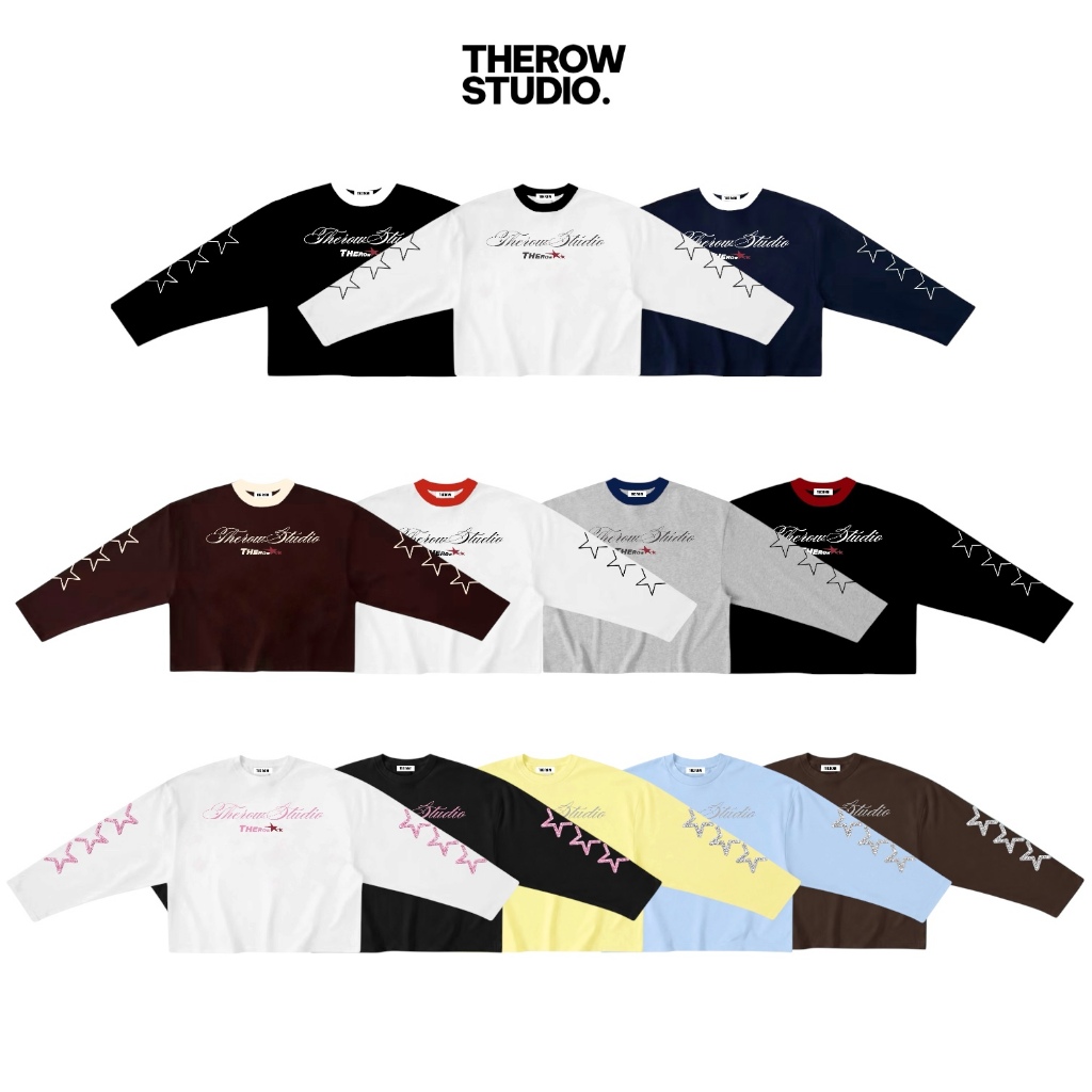 [Ver6] THEROW Áo Thun Tay Dài Long Sleeve Boxy 250gsm Form Rộng Cổ Tròn "STAR" Unisex Nam Nữ Phong Cách Basic Thoải Mái
