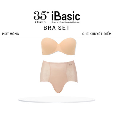 Bộ đồ lót nữ iBasic áo ngực không dây có gọng cup ngang và quần gen bụng lưng cao PK069 + P-GEN022