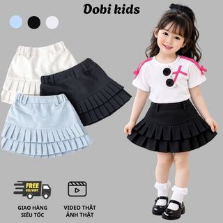 Chân váy bé gái xếp ly bèo CV222 Dobikids vải kaki mềm xinh xắn có chip quần trong cho bé 10-38kg