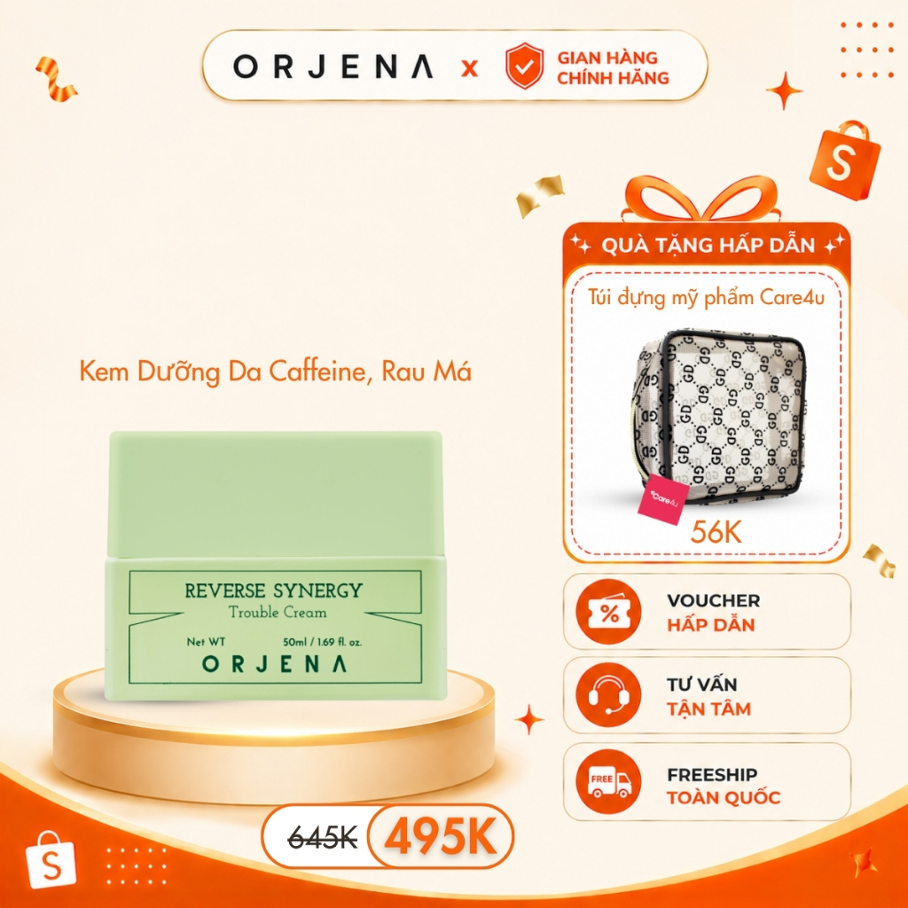 Kem dưỡng Orjena Caffeine & Rau má dưỡng sáng da 50ML