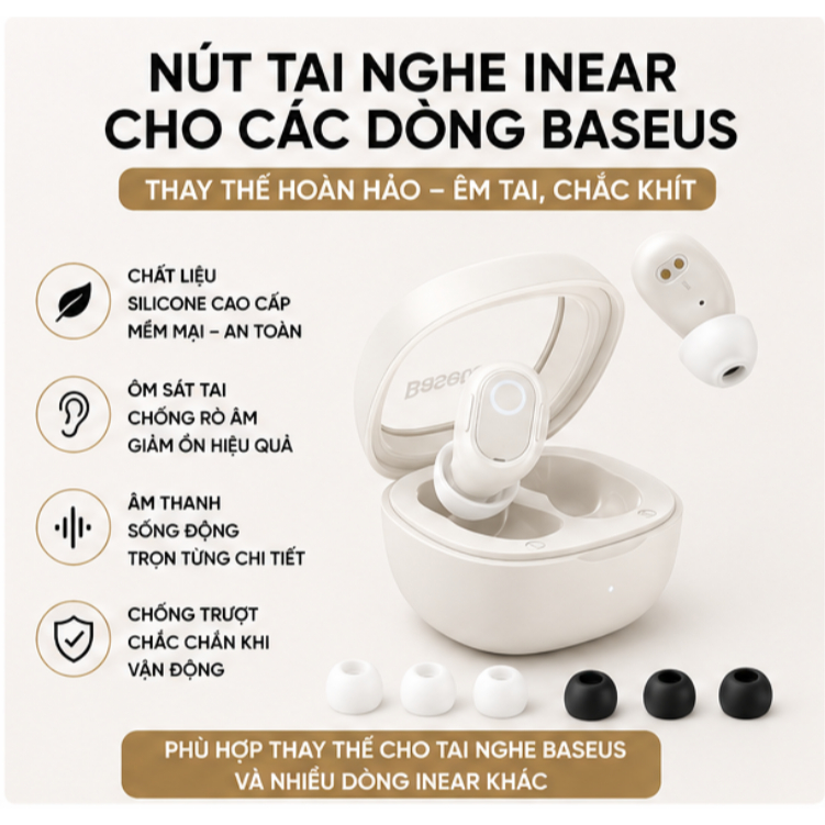 [Hỏa Tốc] Bộ Nút tai nghe Cho Baseus  Inear , Bộ Núm tai nghe Inear Soundcore , Chống ồn Tốt , Núm t