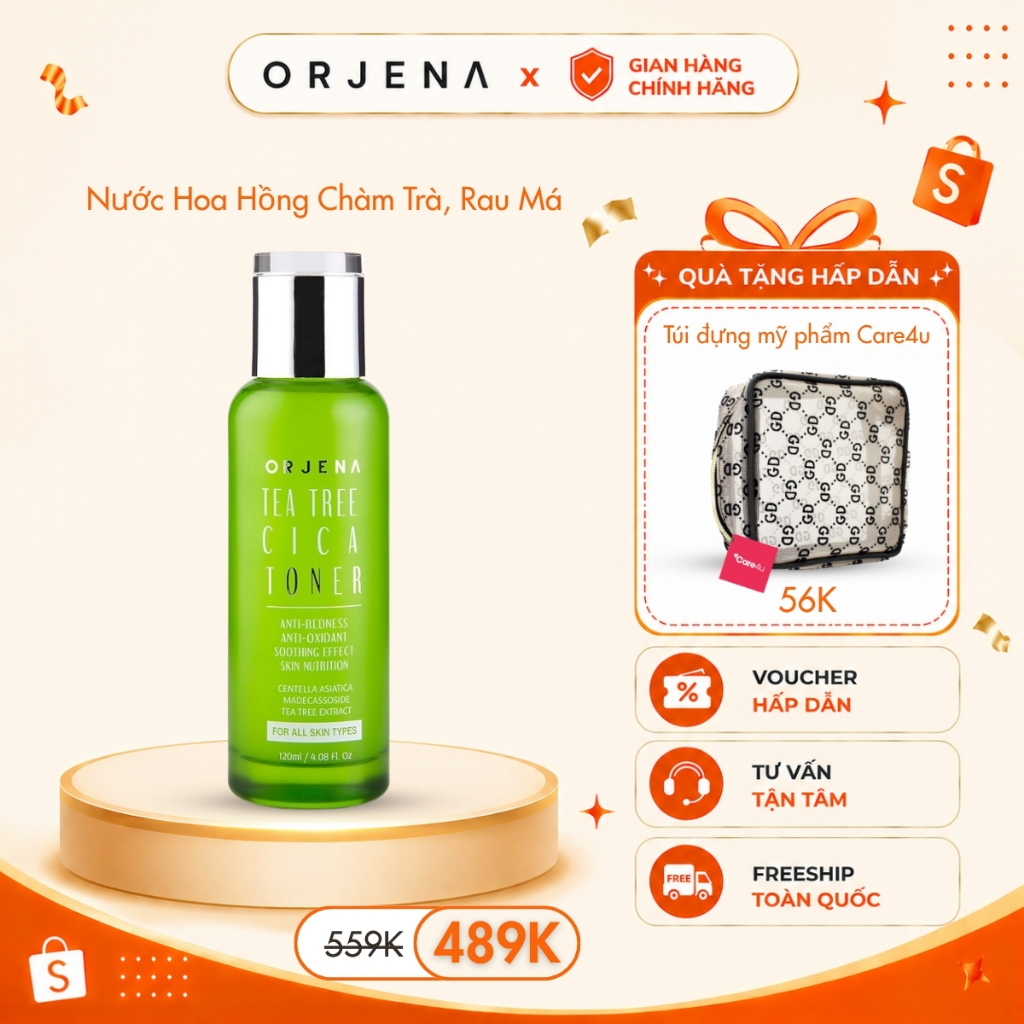Nước Hoa Hồng Orjena Chiết Xuất Trà Xanh Và Rau Má Dịu Da 120ML
