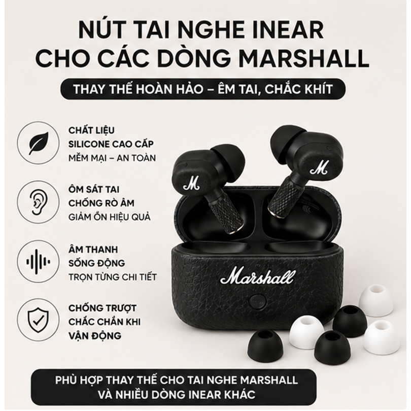 [Hỏa Tốc] Bộ Nút tai nghe Cho Marshall Inear Fulbox , Bộ Núm tai nghe Inear Soundcore , Chống ồn Tốt