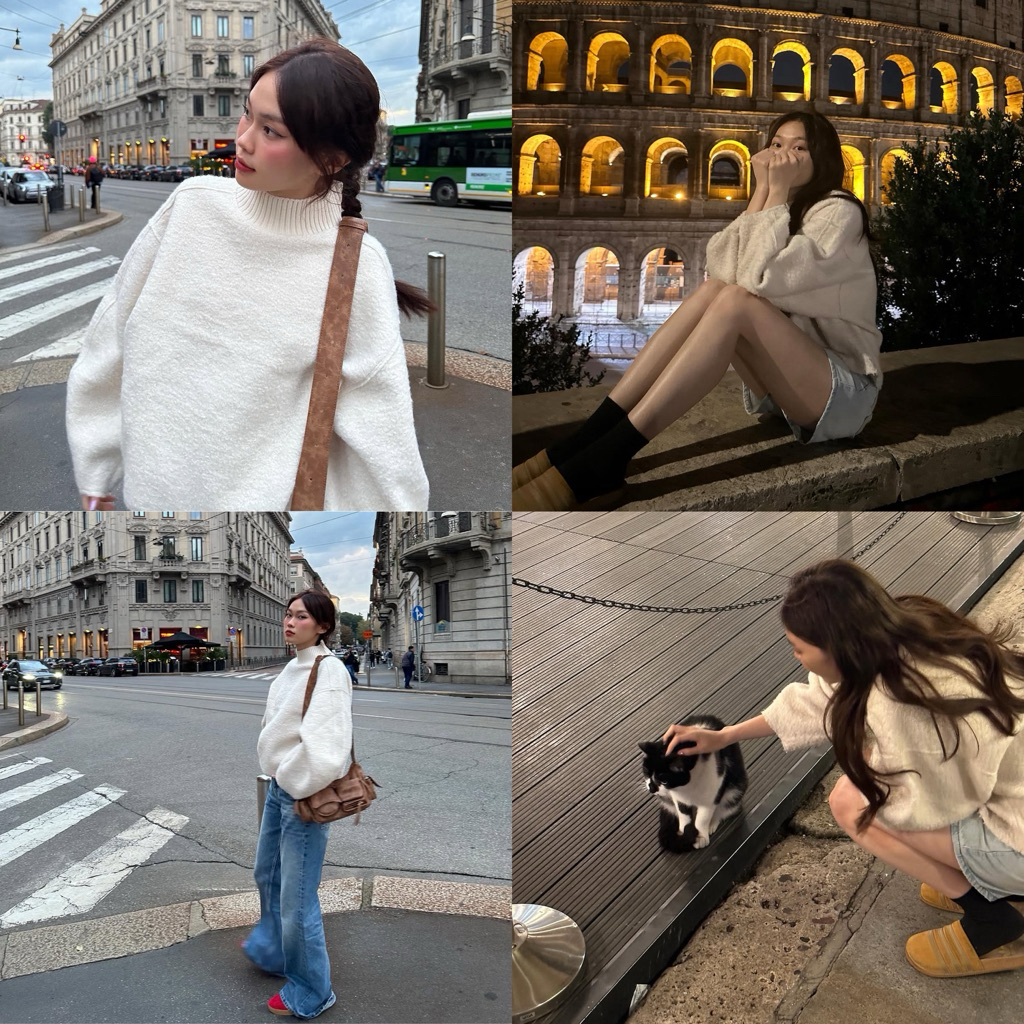 Áo sweater dạ mỏng lông cừu (Có sẵn hoả tốc - Hình ảnh thật shop chụp)