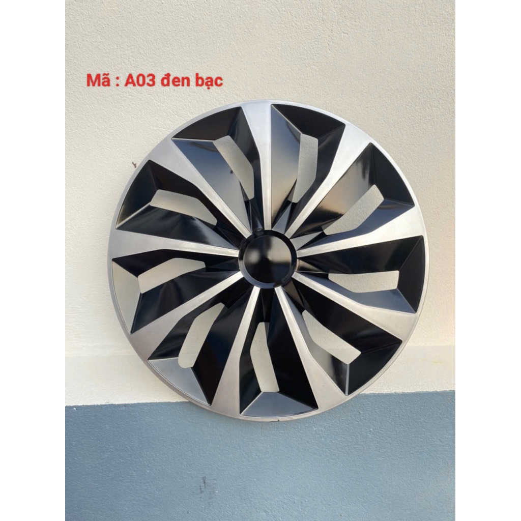 Ốp lazang 13 inch mã A03 đen bạc ( xe minio ,spack, tải nhỏ và các xe mâm sắt có kích thước lốp R13)