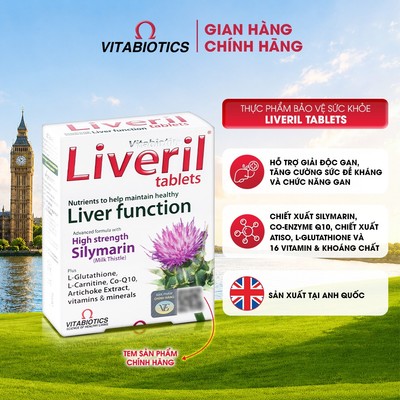 TPBVSK Vitabiotics LIVERIL TABLETS chứa chiết xuất Kế sữa hỗ trợ giải độc gan, 30 viên