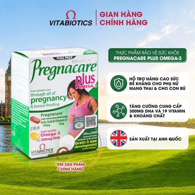 TPBVSK Vitabiotics PREGNACARE PLUS Bổ Sung Sắt, Kẽm, Axit Folic, DHA Cho Phụ Nữ Mang Thai & Cho Con Bú, 56 Viên