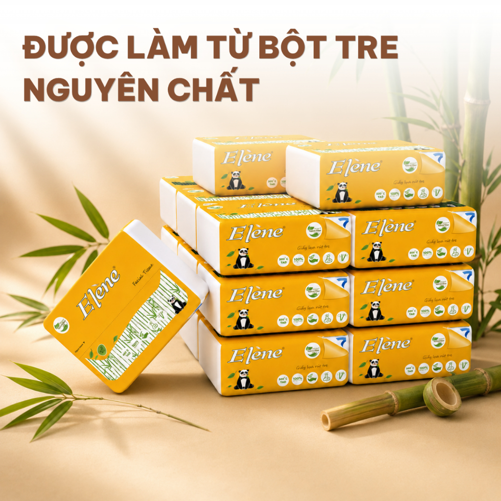 COMBO 30 GÓI Giấy Ăn Gấu Trúc Elene Bamboo 100 Tờ - 3 Lớp🎋Giấy Rút Đa Năng🎋