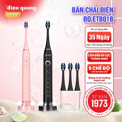 Bàn chải điện Điện Quang với 5 chế độ làm sạch sâu, cảm biến áp lực, pin 1600mah, xài liên tục 35 ngày bảo hành 12 tháng