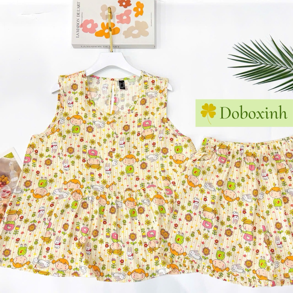 Đồ Bộ Tole Nữ Mặc Nhà, Bộ Đùi Babydoll Chất Tole Lanh VNXK doboxinh