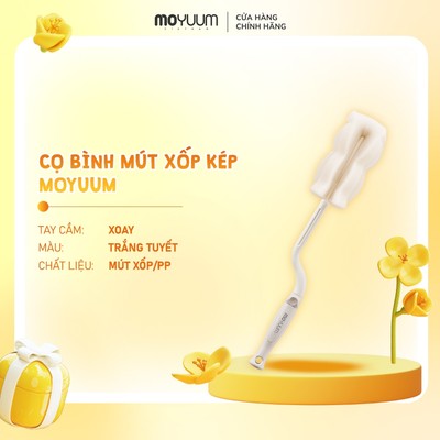 MỚI - Cọ bình mút xốp kép Moyuum - Tay cầm xoay - Màu Trắng/Hồng