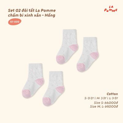 Set 02 đôi tất La Pomme chấm bi xinh xắn -  Sợi Cotton thoáng khí - Bé gái - Size S/M/L
