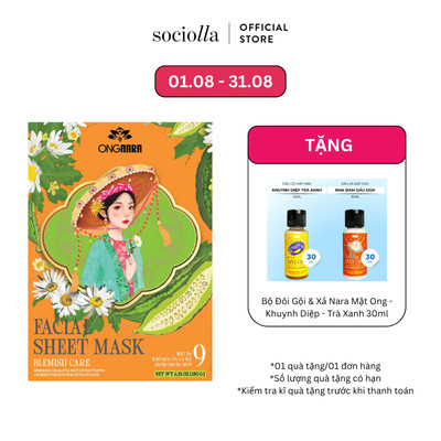 Hộp 9 Mặt Nạ Giảm Mụn Da Khổ Qua Cúc La Mã ONGNARA Reduce Acne And Soothe Skin Bitter Gourd Chamomile Mask 20gx9